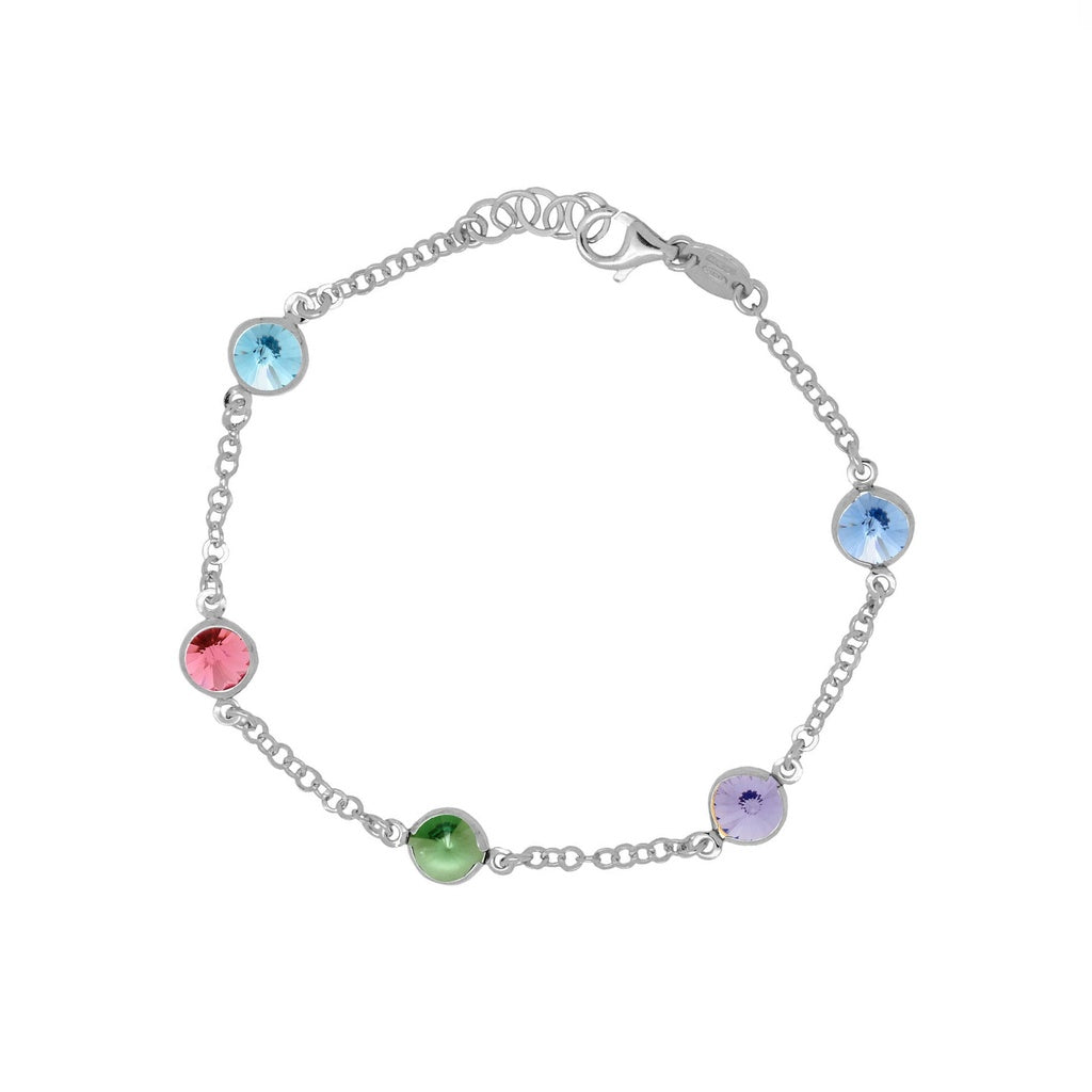 Pulsera Basic Círculos Multicolor 7 mm en Plata
