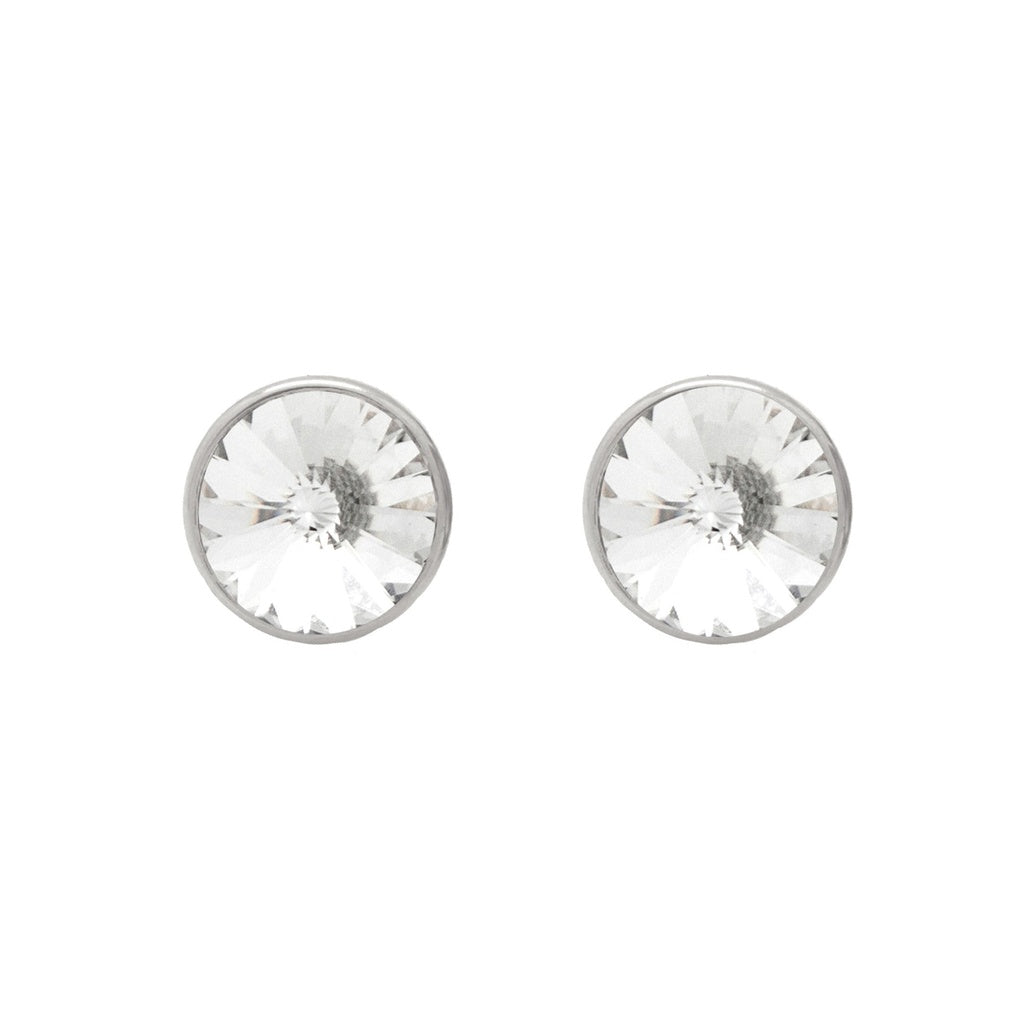 Pendientes Botón Basic Círculo Cristal 11,5 mm en Plata de Ley y Baño de Rodio