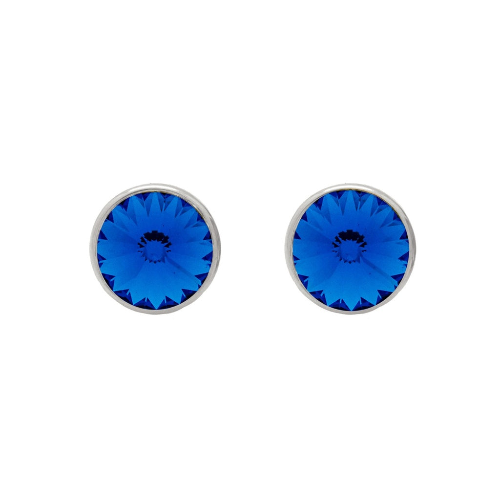 Pendientes Botón Basic Círculo Cristal 11,5 mm en Plata de Ley y Baño de Rodio
