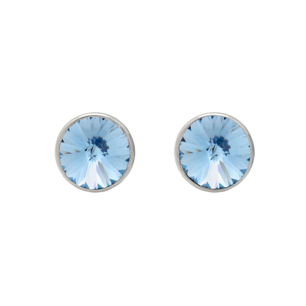 Pendientes Botón Basic Círculo Cristal 11,5 mm en Plata de Ley y Baño de Rodio