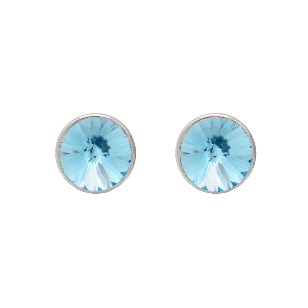 Pendientes Botón Basic Círculo Cristal 11,5 mm en Plata de Ley y Baño de Rodio