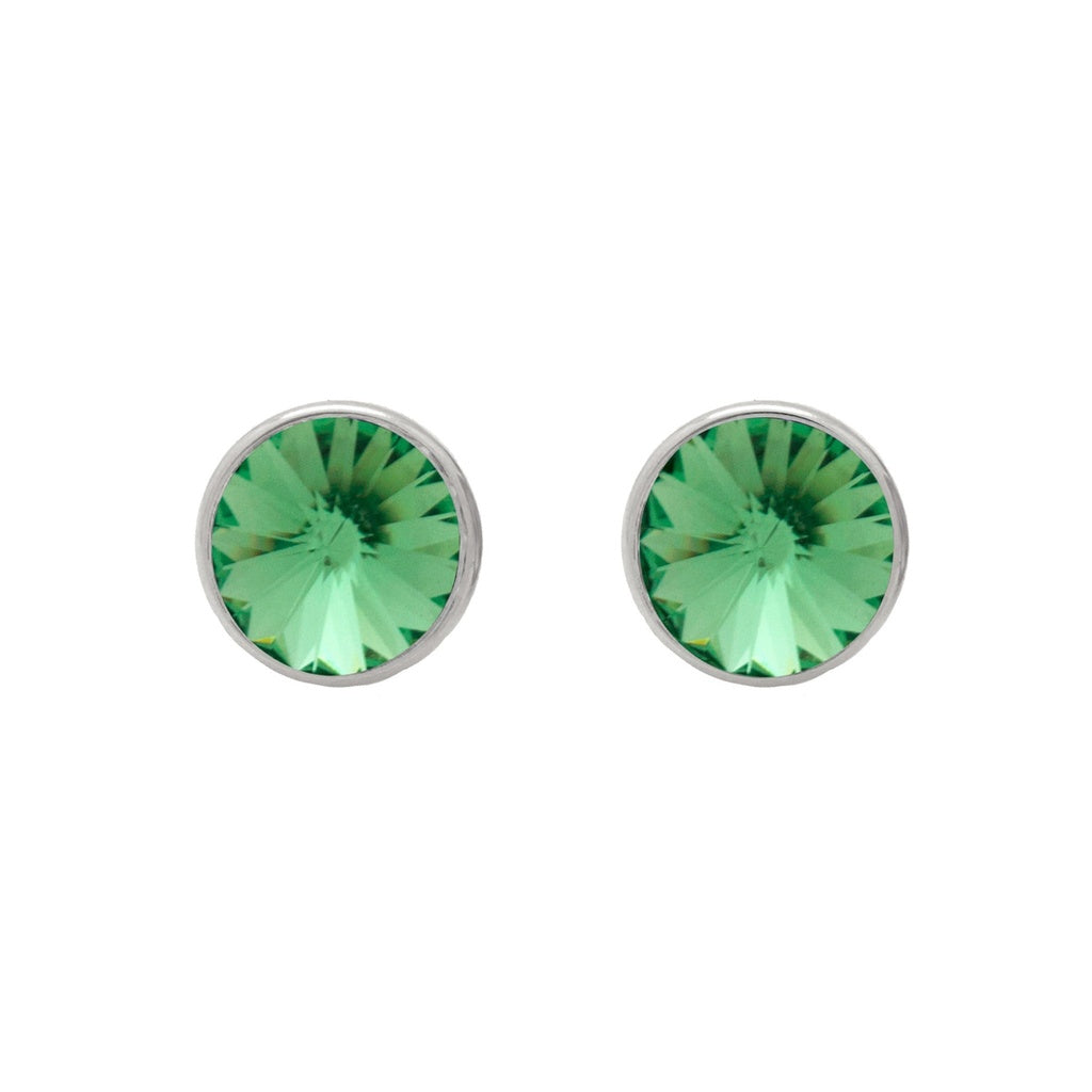 Pendientes Botón Basic Círculo Cristal 11,5 mm en Plata de Ley y Baño de Rodio