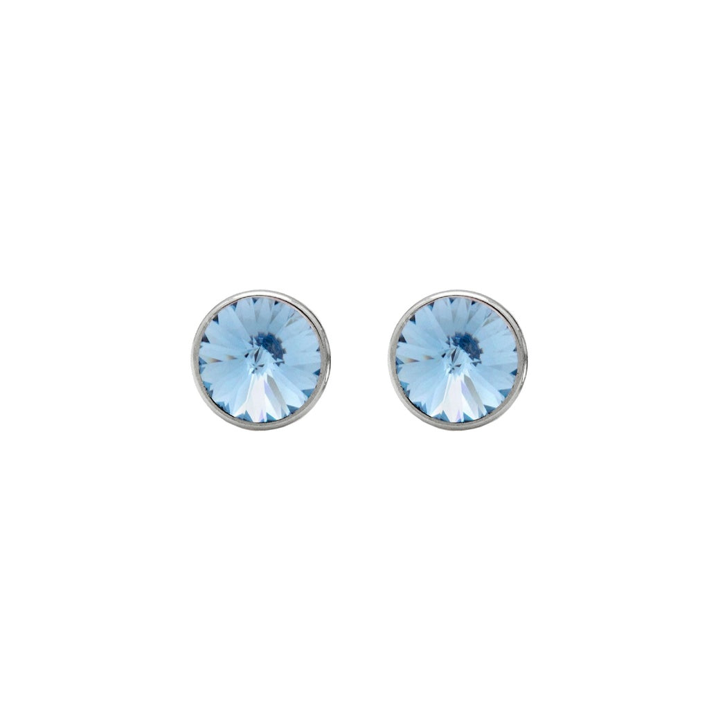 Pendientes Botón Basic Círculo Cristal 9 mm en Plata de Ley y Baño de Rodio
