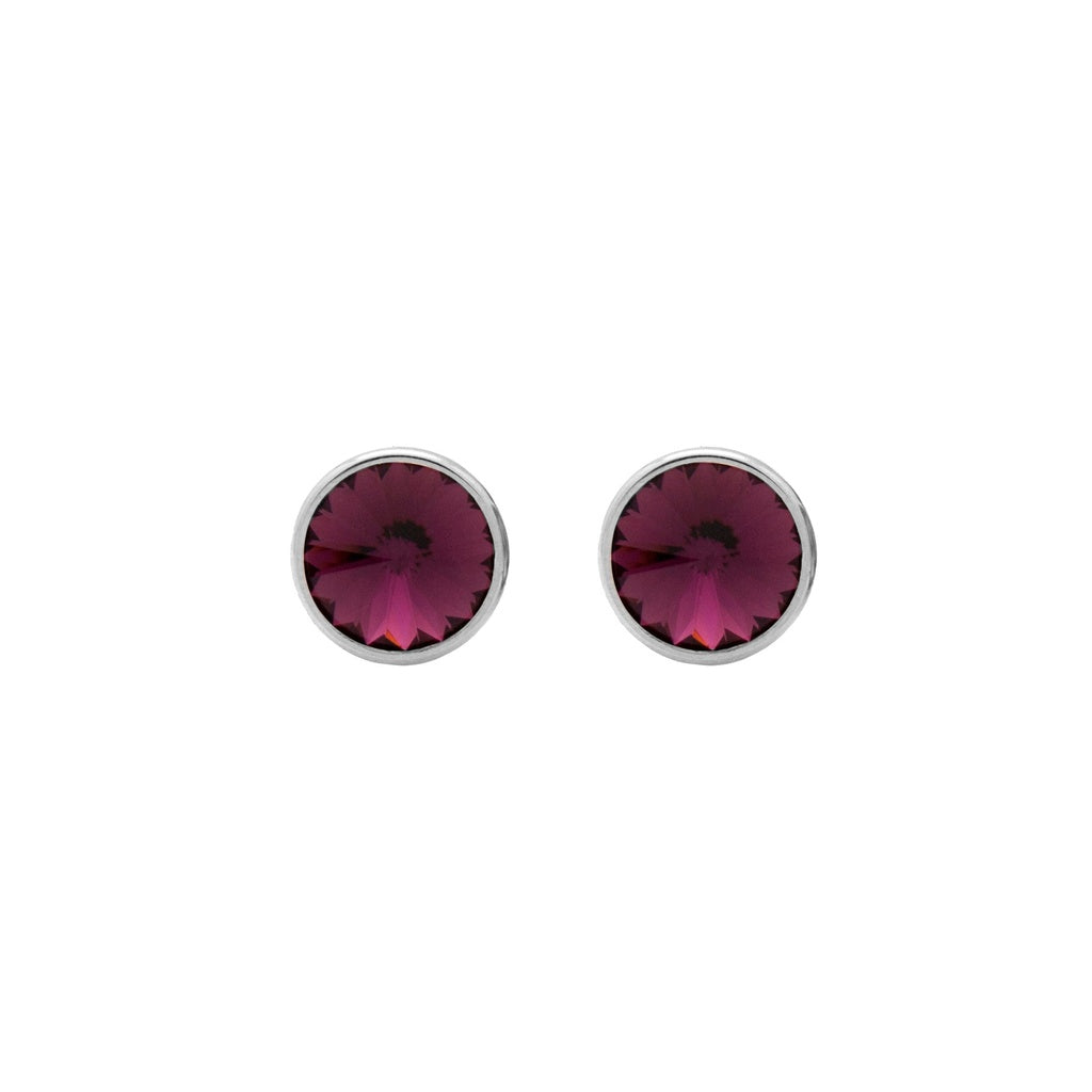 Pendientes Botón Basic Círculo Cristal 9 mm en Plata de Ley y Baño de Rodio