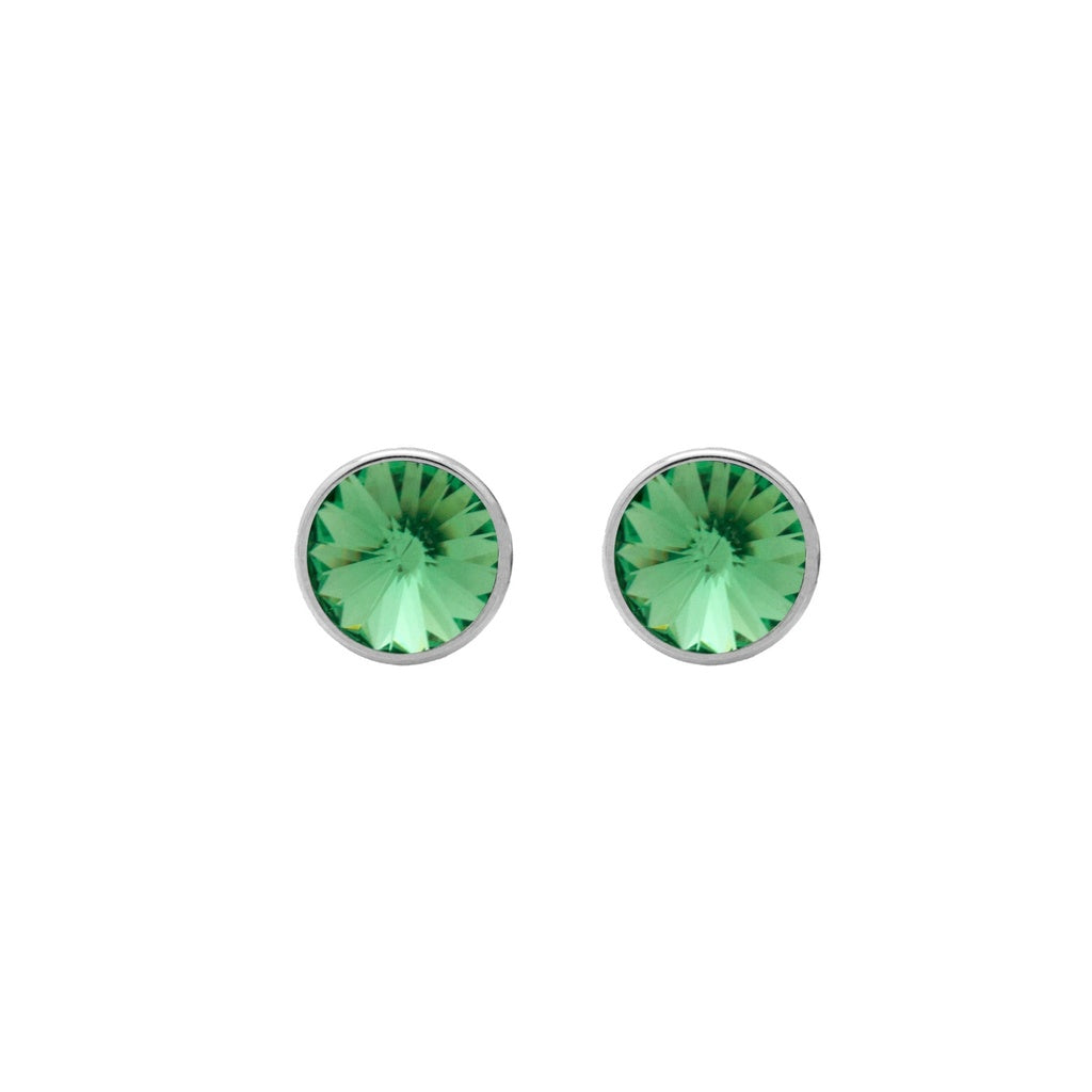 Pendientes Botón Basic Círculo Cristal 9 mm en Plata de Ley y Baño de Rodio