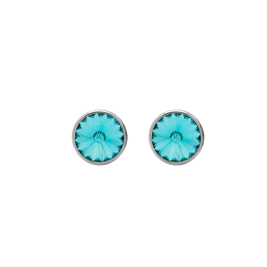 Pendientes Botón Basic Círculo Cristal 9 mm en Plata de Ley y Baño de Rodio