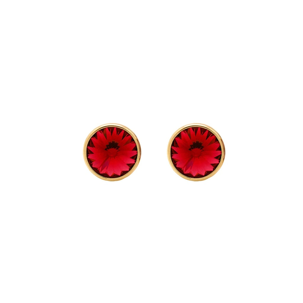 Pendientes Botón Basic Círculo Cristal 9 mm en Plata de Ley y Baño de Oro 18 kt