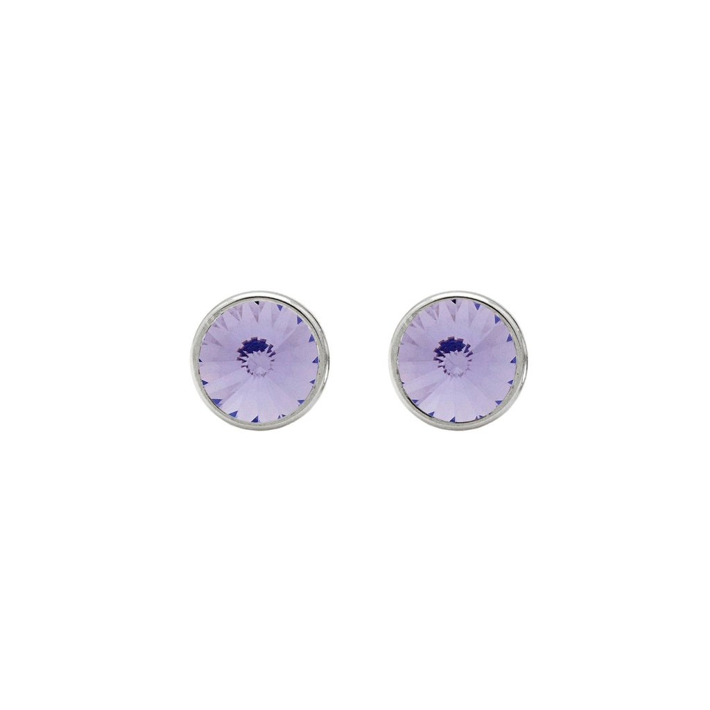 Pendientes Botón Basic Círculo Cristal 9 mm en Plata de Ley y Baño de Rodio