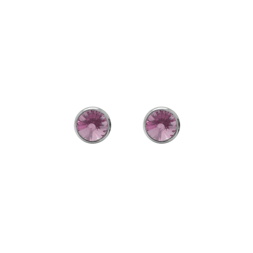 Pendientes Botón Basic Círculo Cristal 7 mm en Plata de Ley y Baño de Rodio