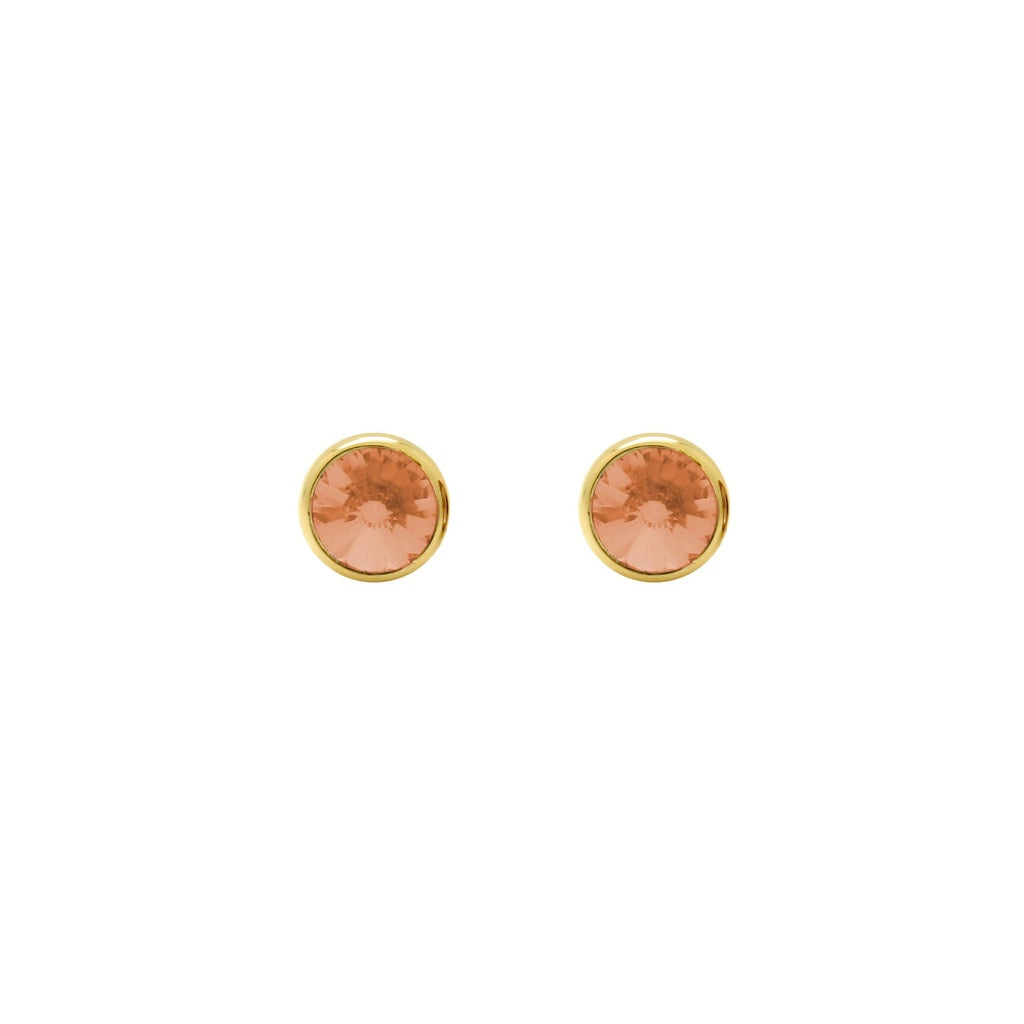 Pendientes Botón Basic Círculo Cristal 7 mm en Plata de Ley y Baño de Oro 18 kt