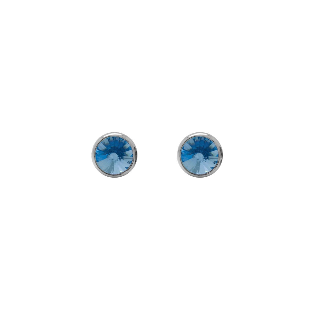 Pendientes Botón Basic Círculo Cristal 7 mm en Plata de Ley y Baño de Rodio
