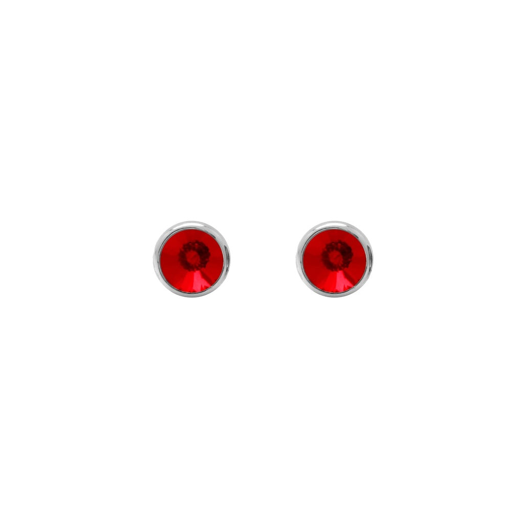 Pendientes Botón Basic Círculo Cristal 7 mm en Plata de Ley y Baño de Rodio