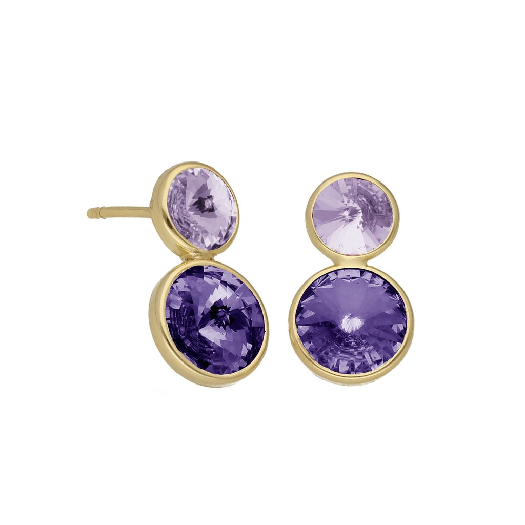 Pendientes Cortos Basic Cristal 7 y 9 mm en Plata de Ley y Baño de Oro 18 kt