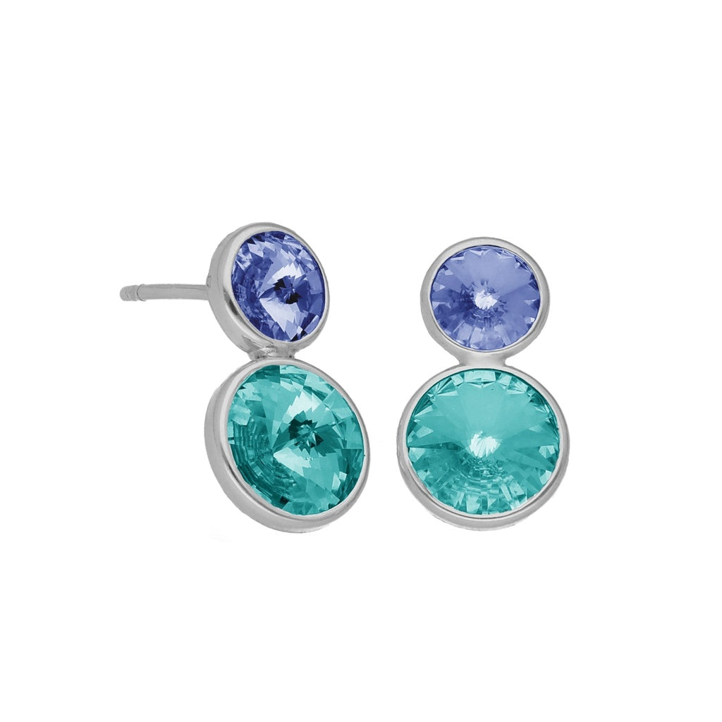 Pendientes Cortos Basic Cristal 7 y 9 mm en Plata de Ley y Baño de Rodio