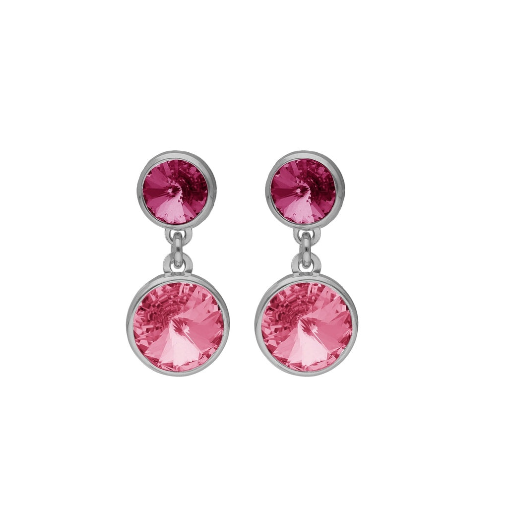 Pendientes Cortos Basic Cristal 7 y 9 mm en Plata de Ley y Baño de Rodio