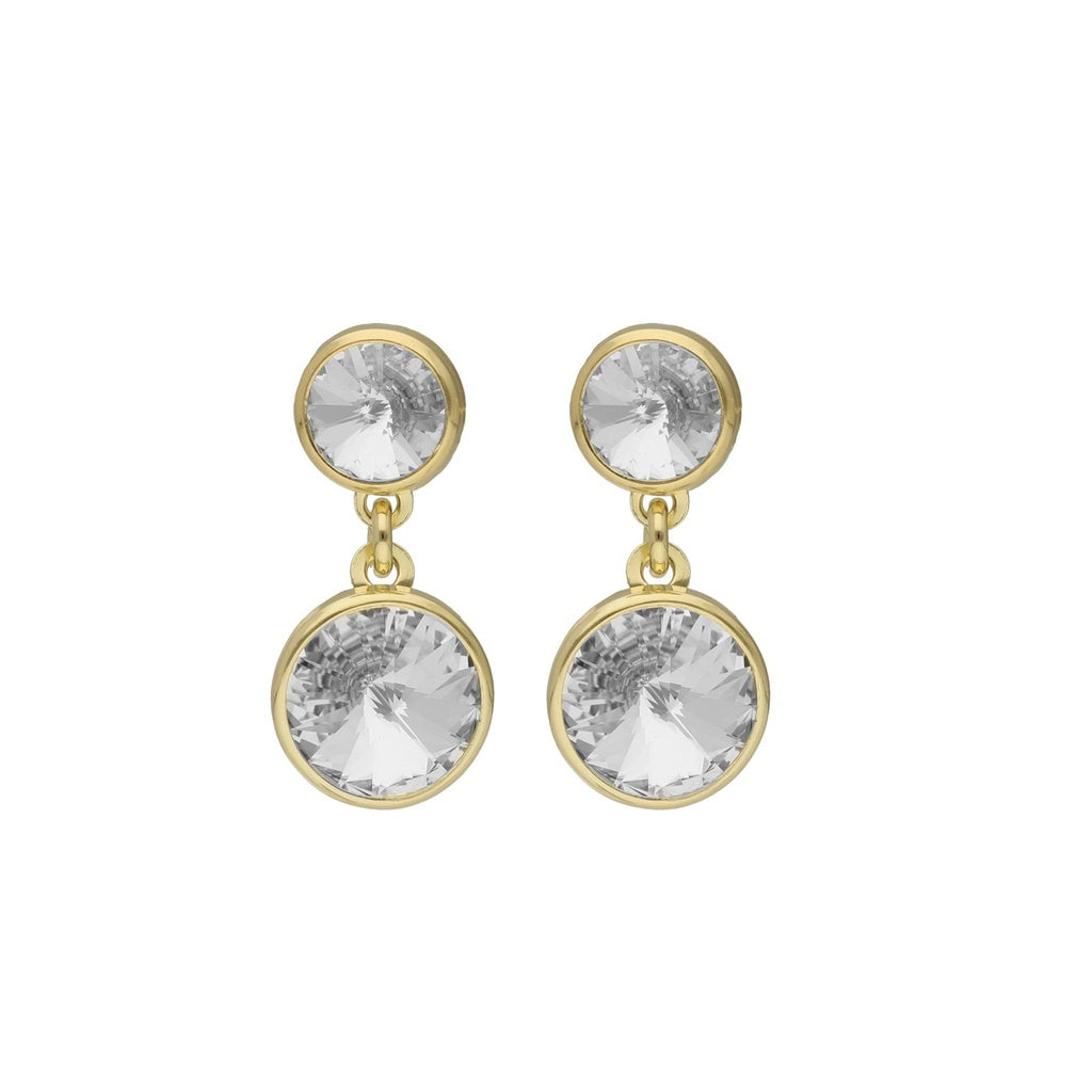 Pendientes Cortos Basic Cristal 7 y 9 mm en Plata de Ley y Baño de Oro 18 kt