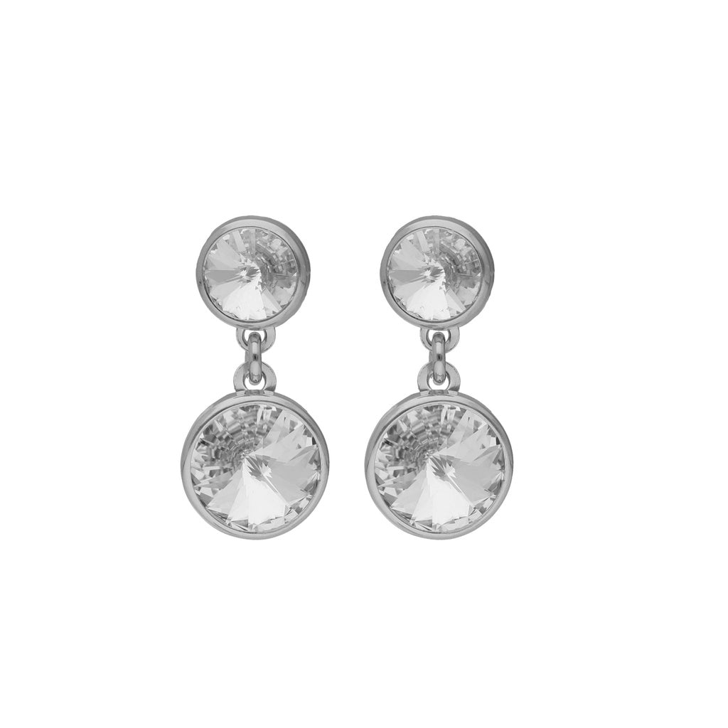 Pendientes Cortos Basic Cristal 7 y 9 mm en Plata de Ley y Baño de Rodio