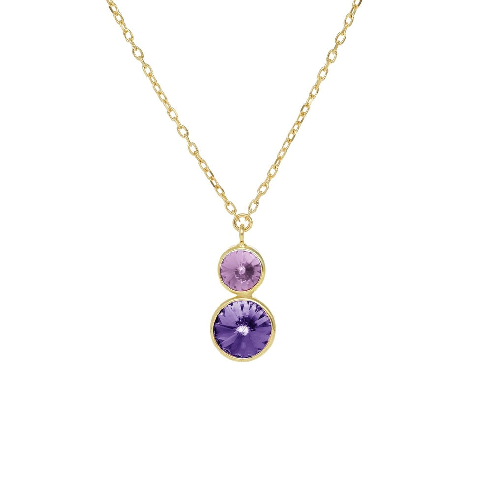 Collar Corto Basic Cristal 7 y 9 mm en Plata y Baño de Oro 18 kt