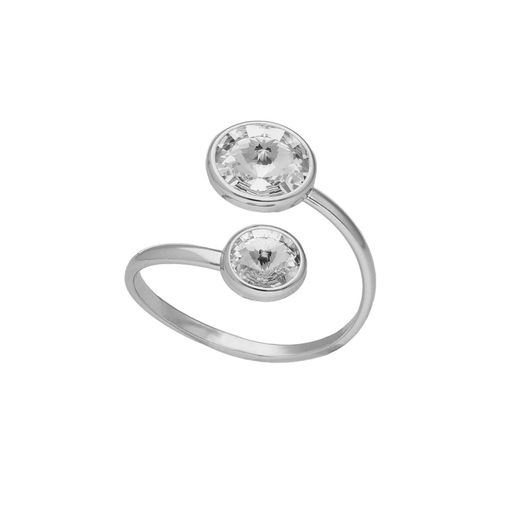 Anillo Ajustable Basic Cristal 7 y 9 mm en Plata de Ley y Baño de Rodio