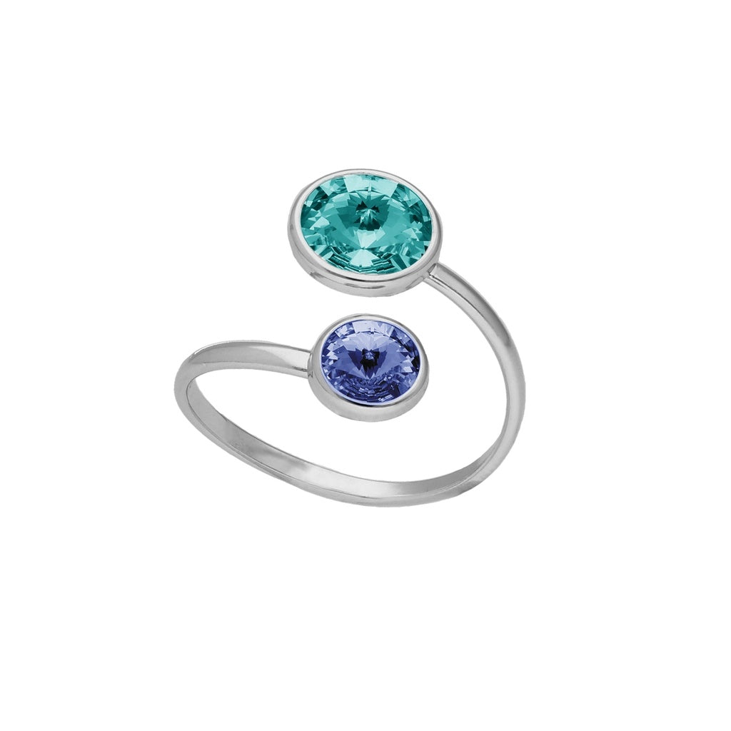 Anillo Ajustable Basic Cristal 7 y 9 mm en Plata de Ley y Baño de Rodio