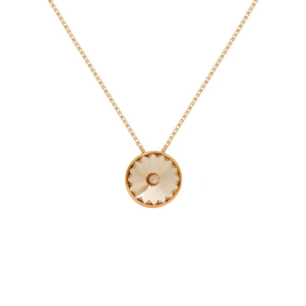 Collar Corto Basic Círculo Cristal 9 mm en Plata y Baño de Oro 18 kt