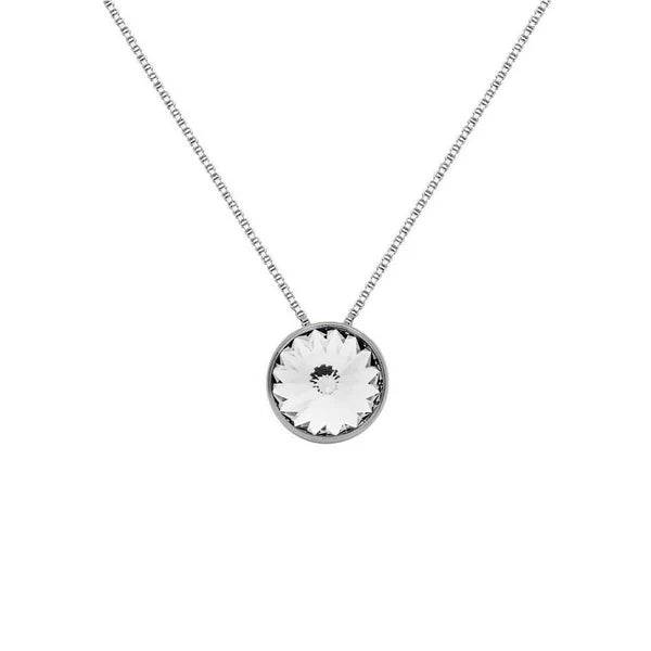 Collar Corto Basic Círculo Cristal 9 mm en Plata de Ley y Baño de Rodio