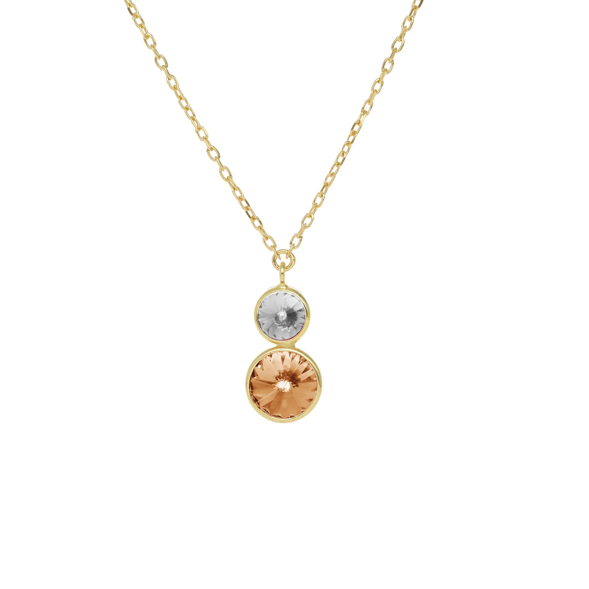 Collar Corto Basic Cristal 7 y 9 mm en Plata y Baño de Oro 18 kt