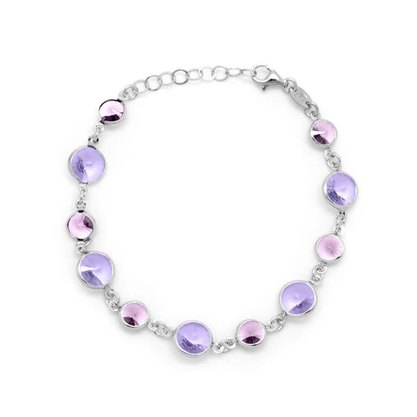 Pulsera Basic Círculos Cristal 7 y 9 mm en Plata