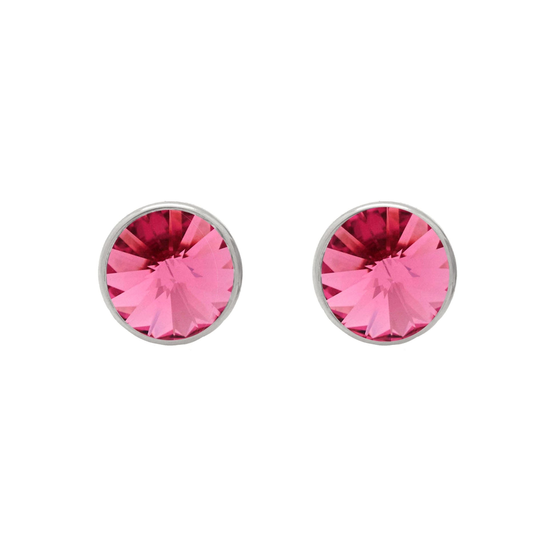 Pendientes Botón Basic Círculo Cristal 11,5 mm en Plata de Ley y Baño de Rodio
