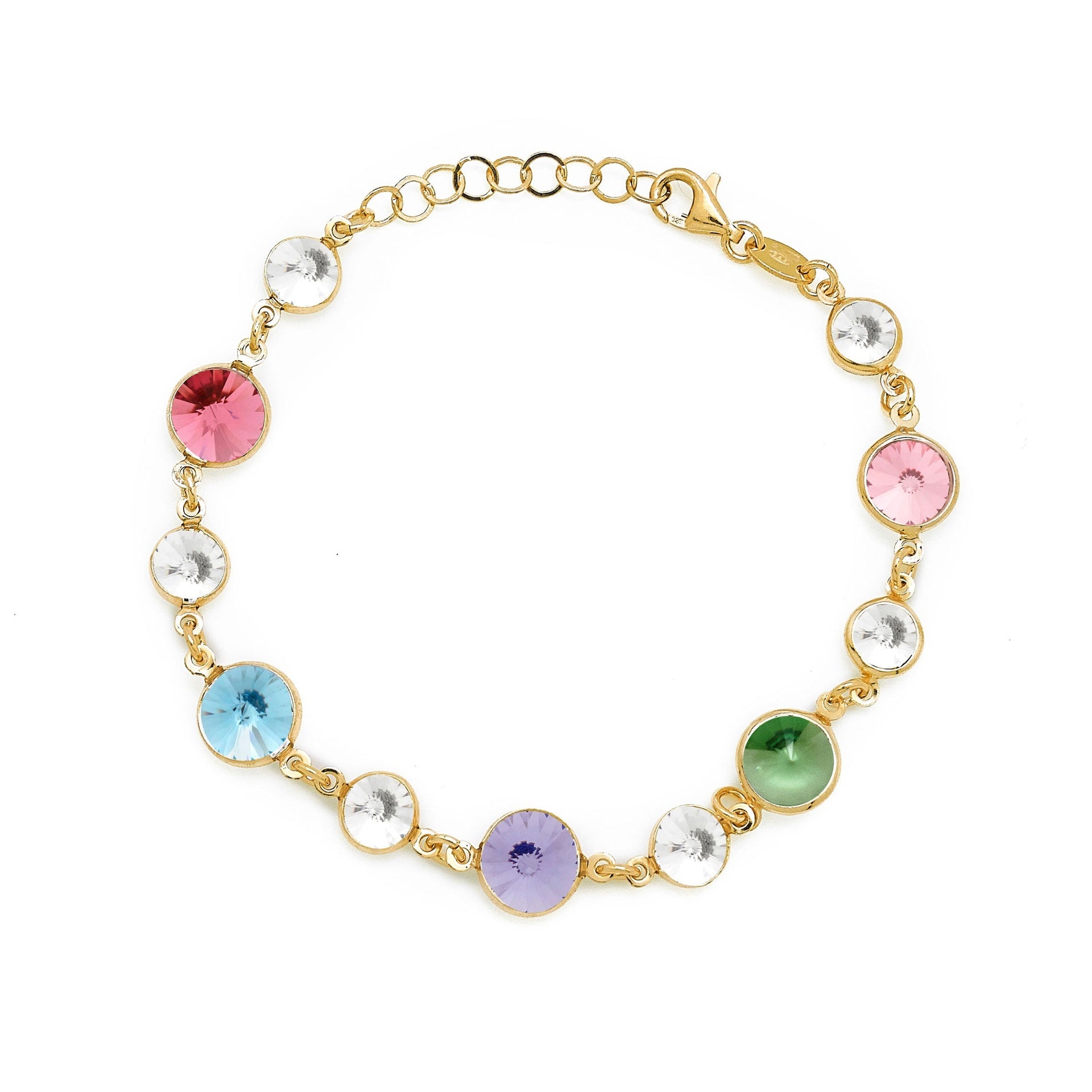 Pulsera Basic Círculos Cristal 7 y 9 mm en Plata
