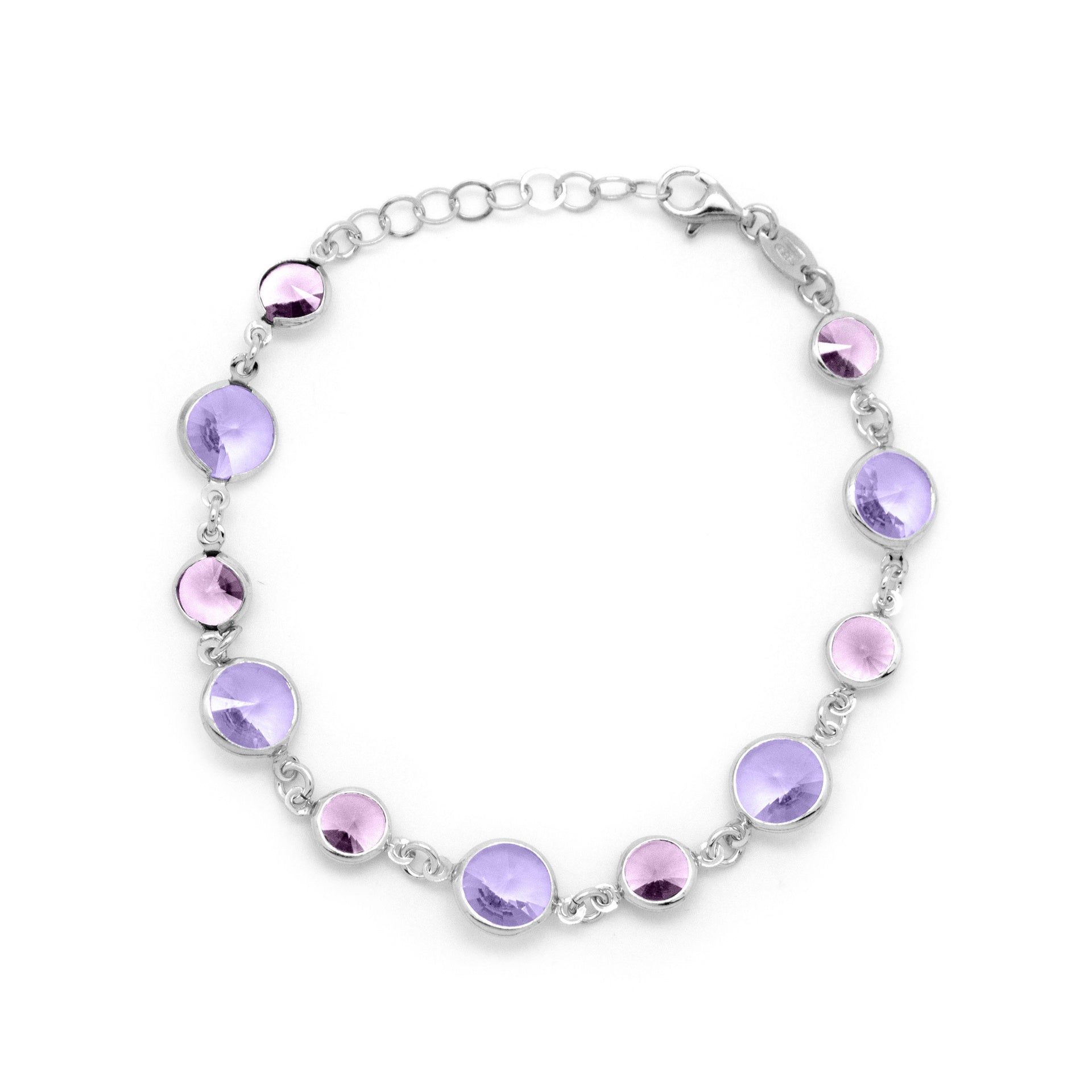Pulsera Basic Círculos Cristal 7 y 9 mm en Plata