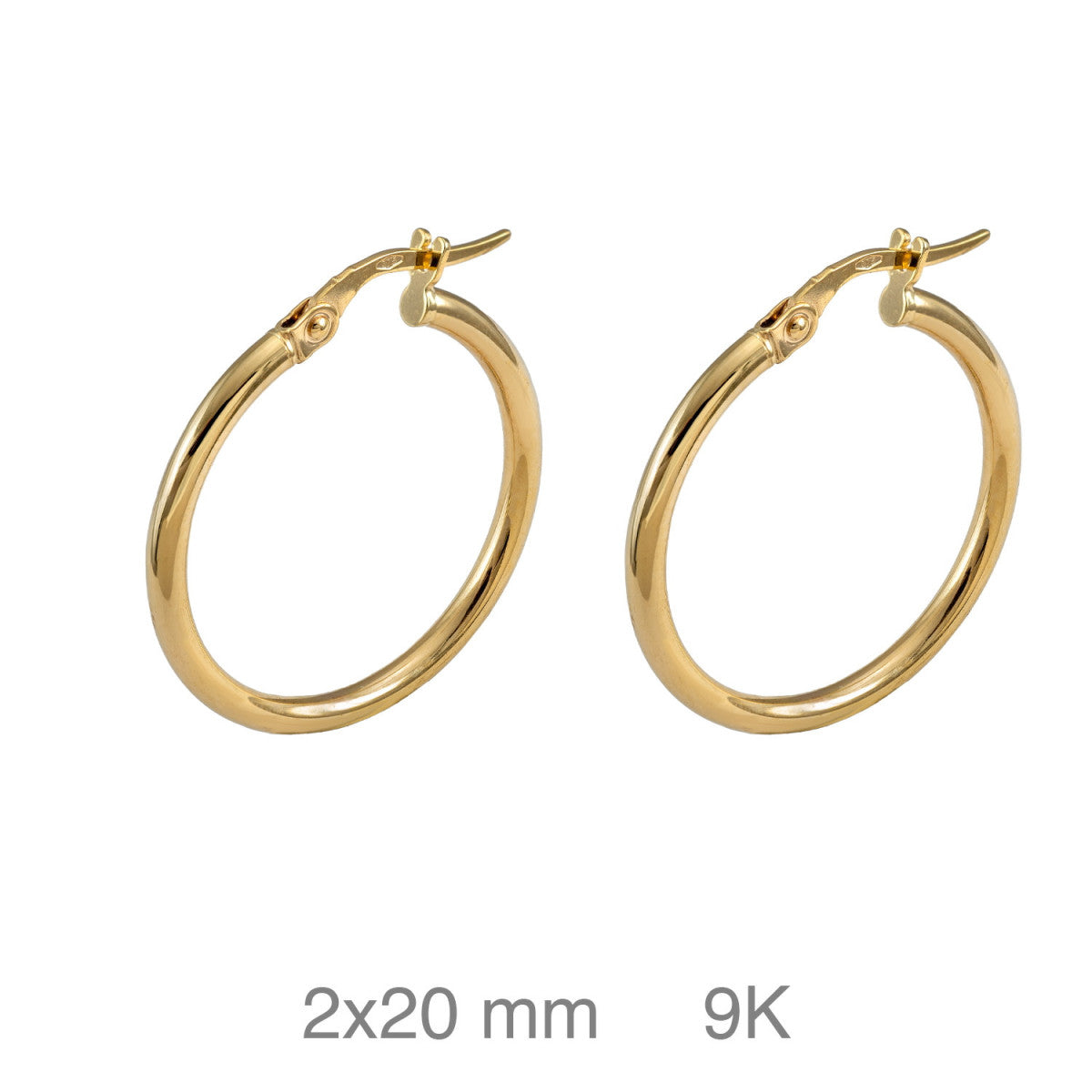 CRIOLLA O/A 9 KILATES 2 X20MM REDONDA