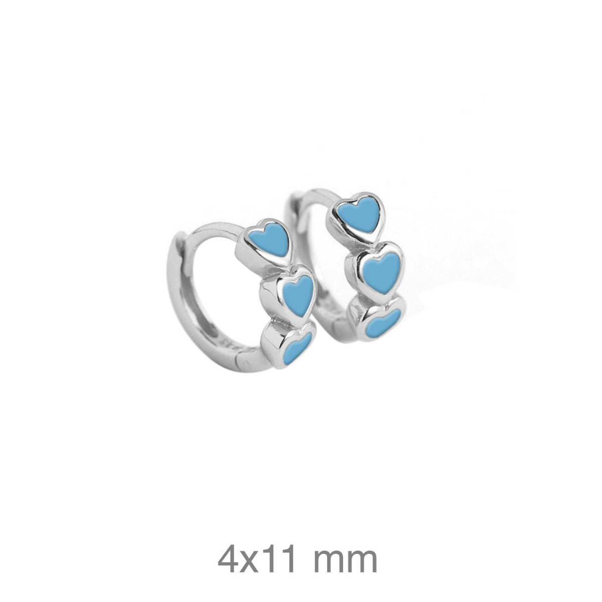 CRIOLLAS PLATA CORAZONES ESMALTE AZUL