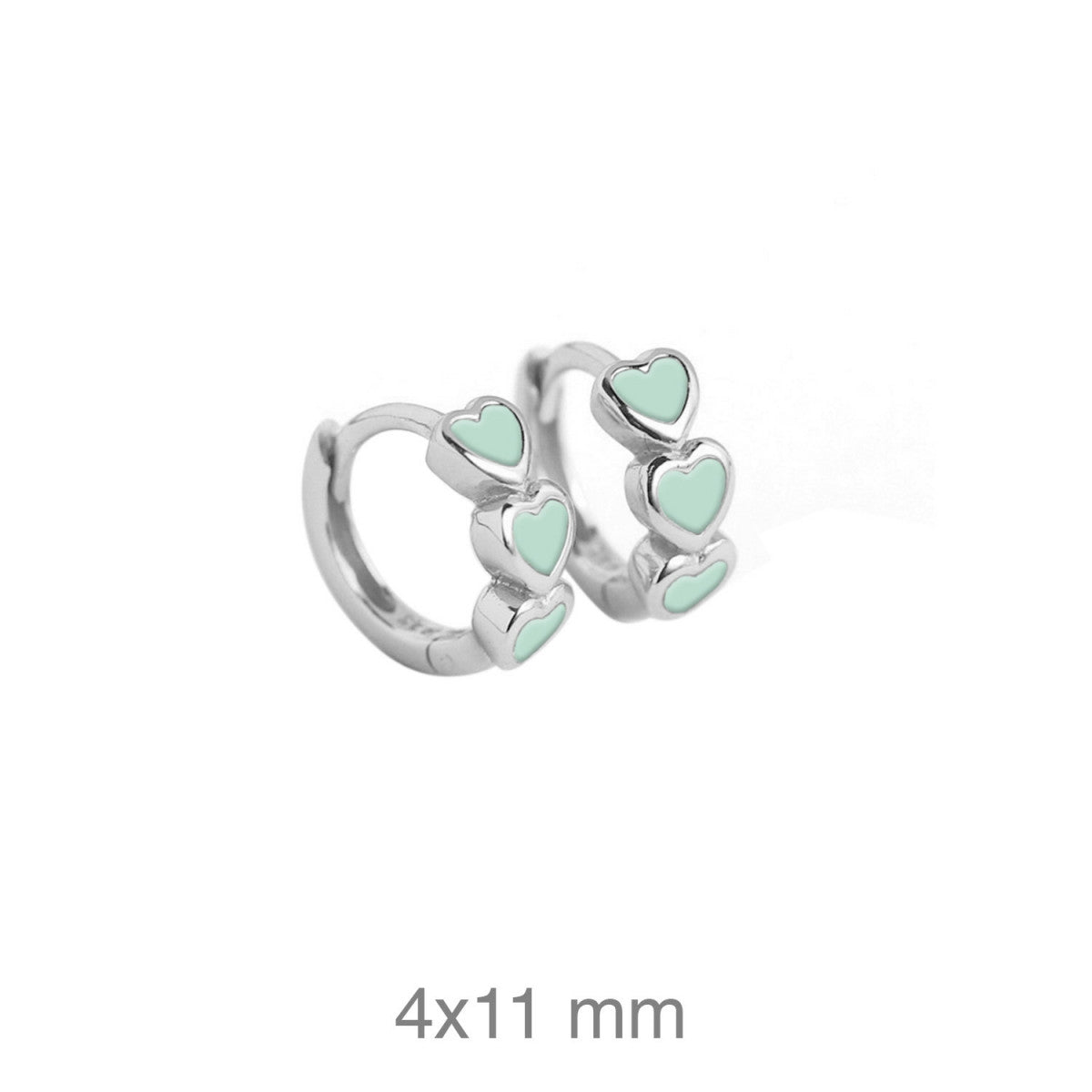 CRIOLLAS PLATA CORAZONES ESMALTE TURQUESA
