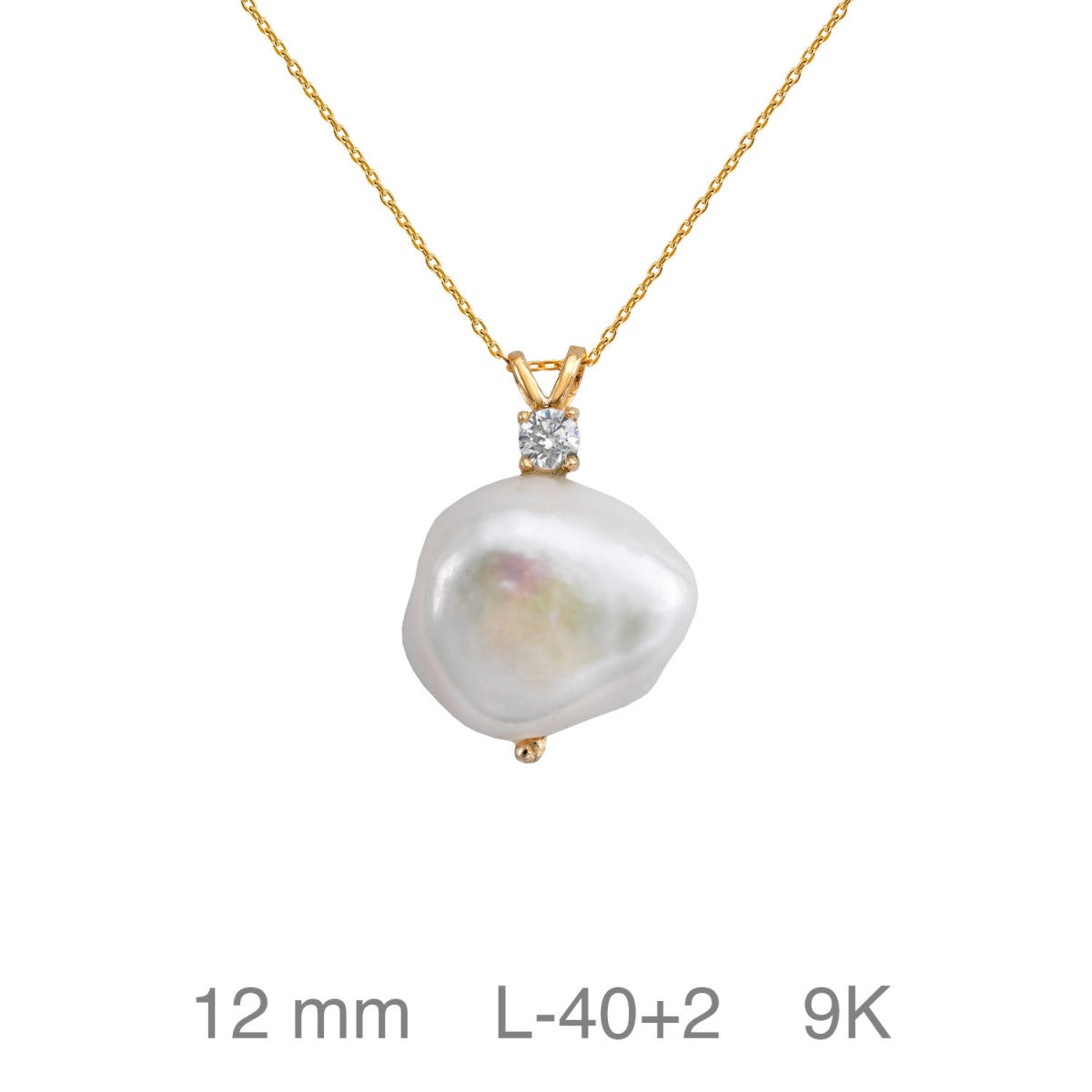 GARGANTILLA DE ORO 9K CON PERLA BARROCA 40 + 2 MM