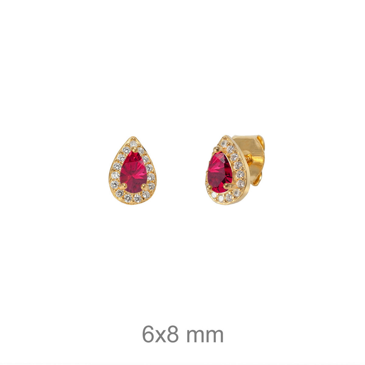 Pendientes Gota Color Rubí en Plata de Ley