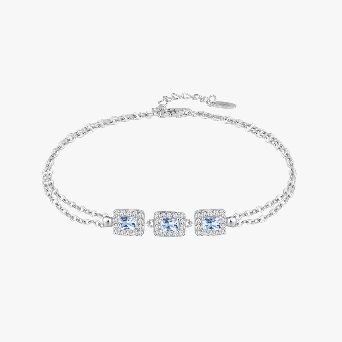 PULSERA AGUAMARINA TRIPLE MULTICIRCONITA