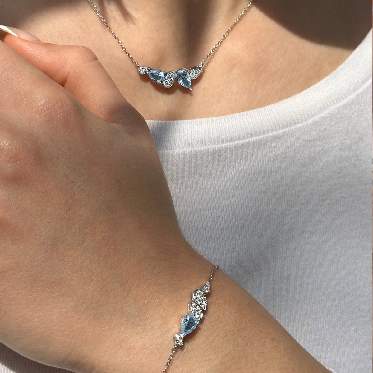 PULSERA GOTAS AGUAMARINA