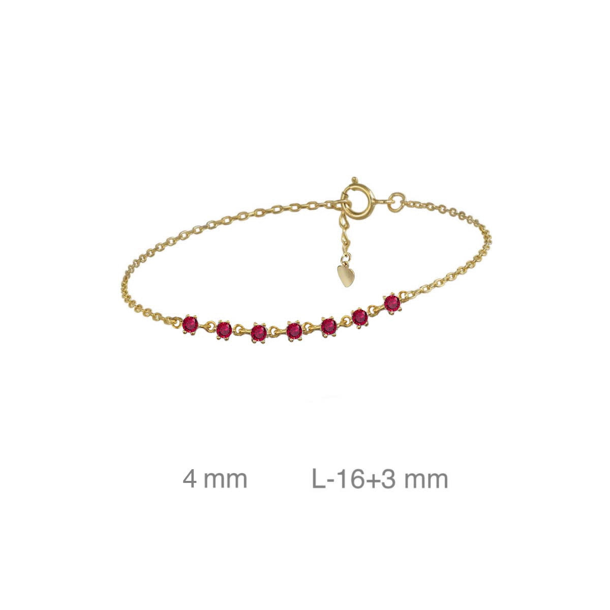 Pulsera Color Rubí en Plata de Ley Bañada en Oro