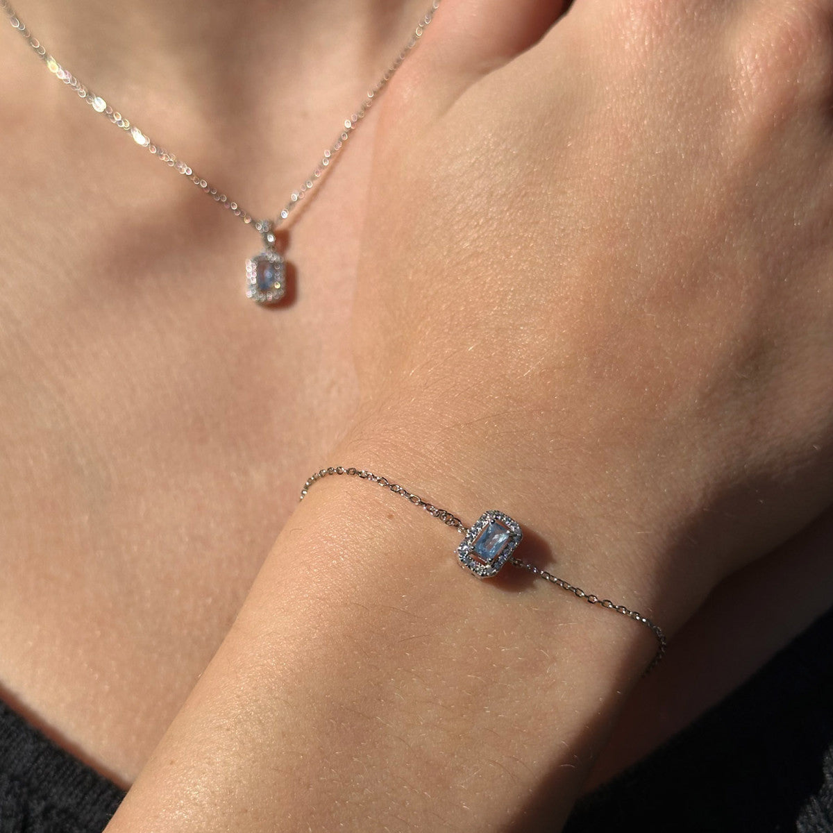 PULSERA RECTANGULO CLASSIC AGUAMARINA