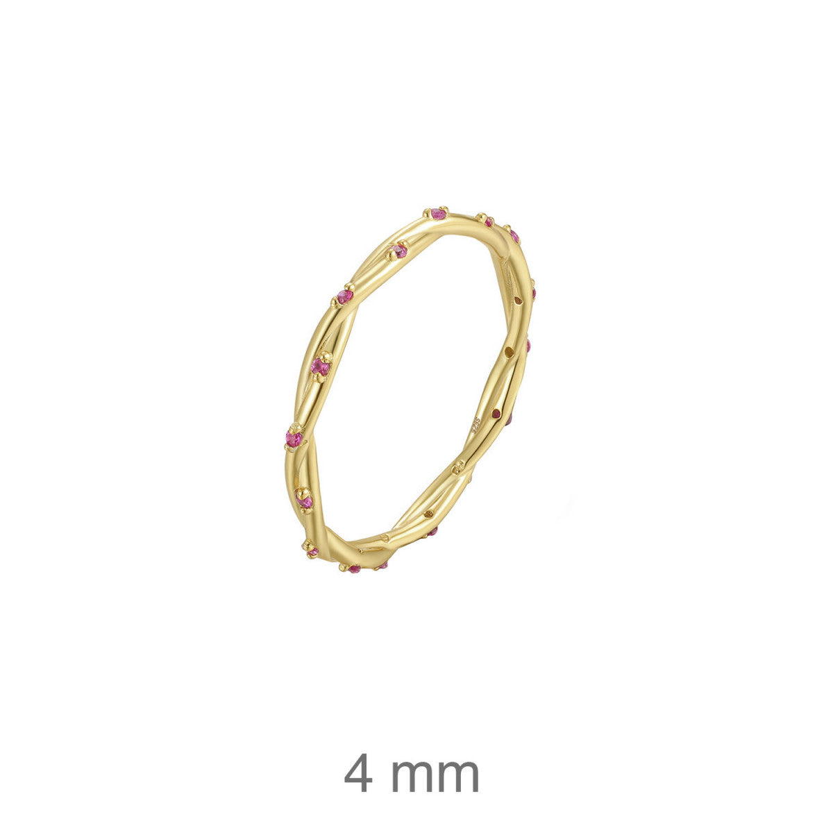 Anillo Orgánico Color Rubí en Plata de Ley Bañada en Oro