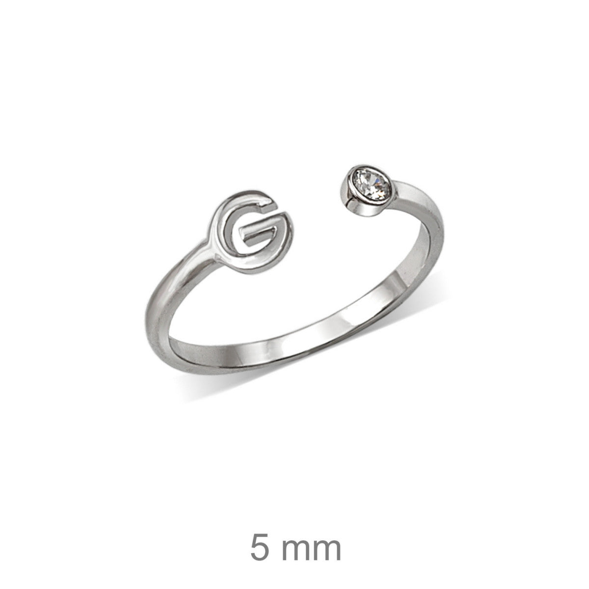 Anillo de plata de ley 925 con inicial y circonita