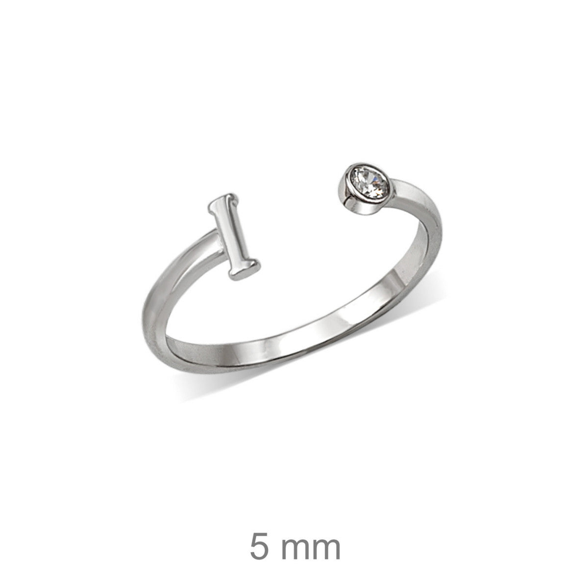 Anillo de plata de ley 925 con inicial y circonita
