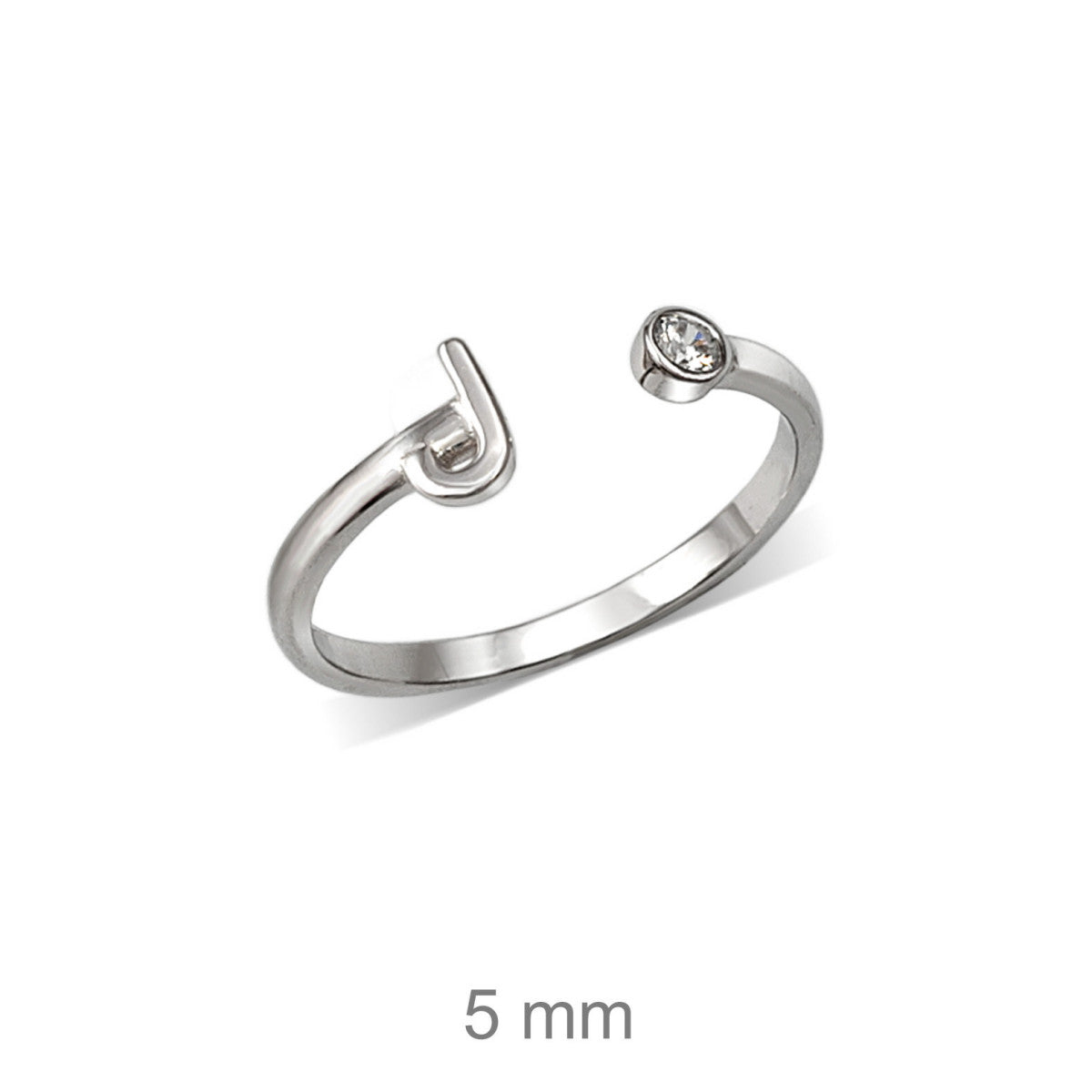 Anillo de plata de ley 925 con inicial y circonita