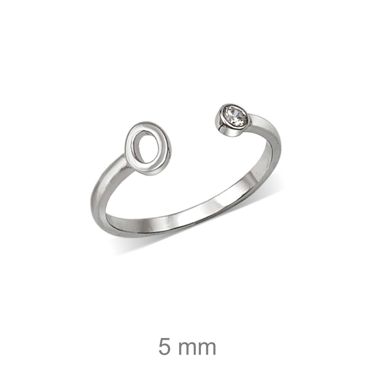 Anillo de plata de ley 925 con inicial y circonita