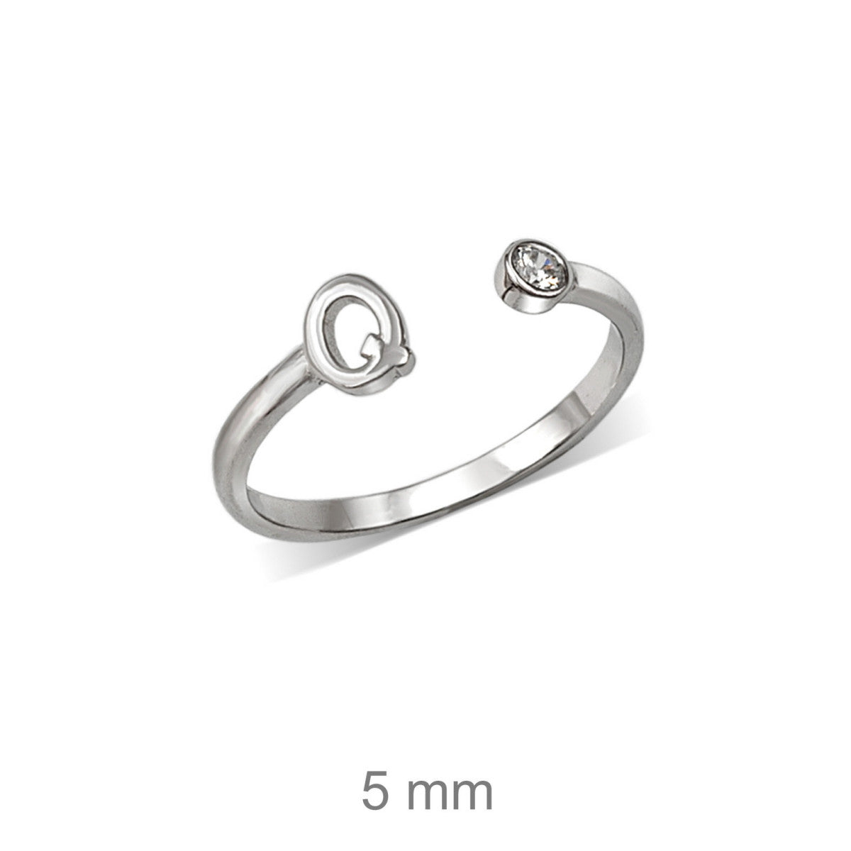 Anillo de plata de ley 925 con inicial y circonita