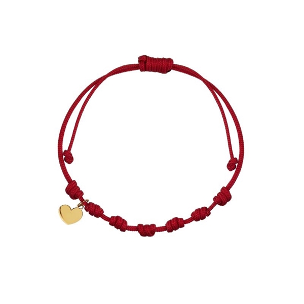 Foto de PULSERA ORO 18K CON 7 NUDOS CORAZÓN 6MM Y NYLON ROJO